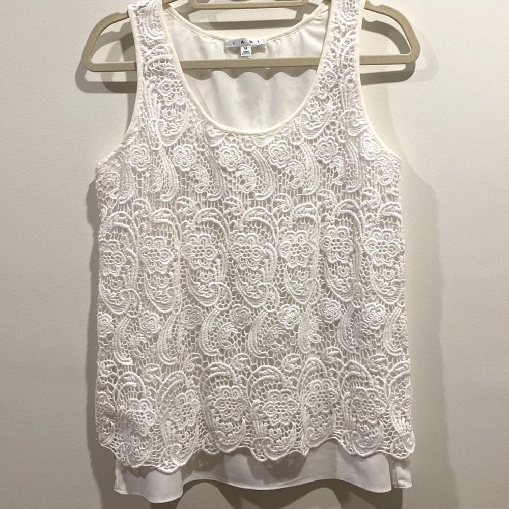 BOGO CAbi sleeves blouse with crochet lace overlay